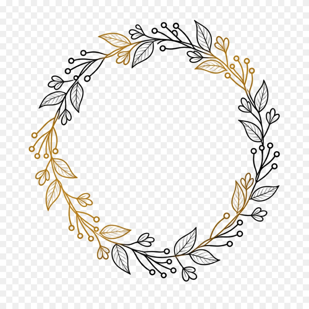 Golden Autumn Floral Wreath Transparent PNG  Transparent Background