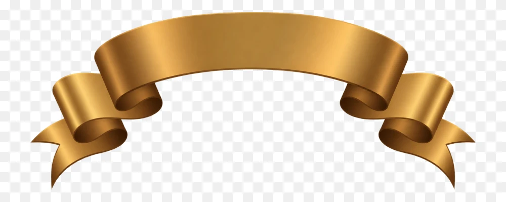 Golden Curled Ribbon Banner Transparent PNG  Transparent Background