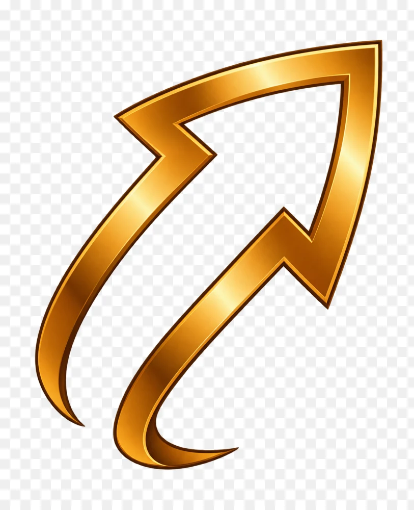 Golden Metallic Arrow Transparent Background PNG  Transparent Background
