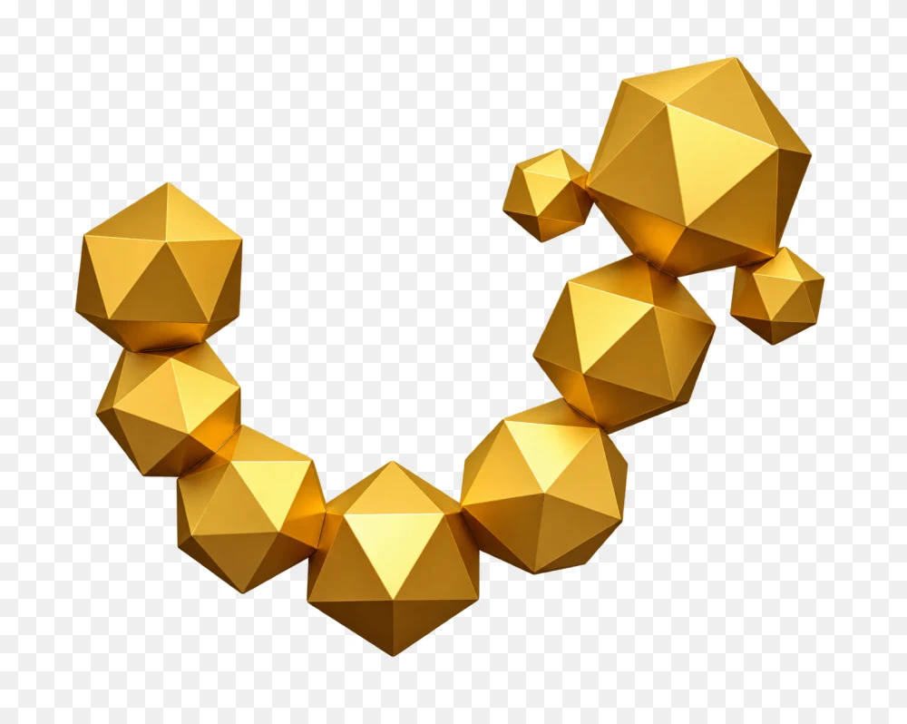 Golden Polyhedron Chain Transparent Background PNG Transparent Background