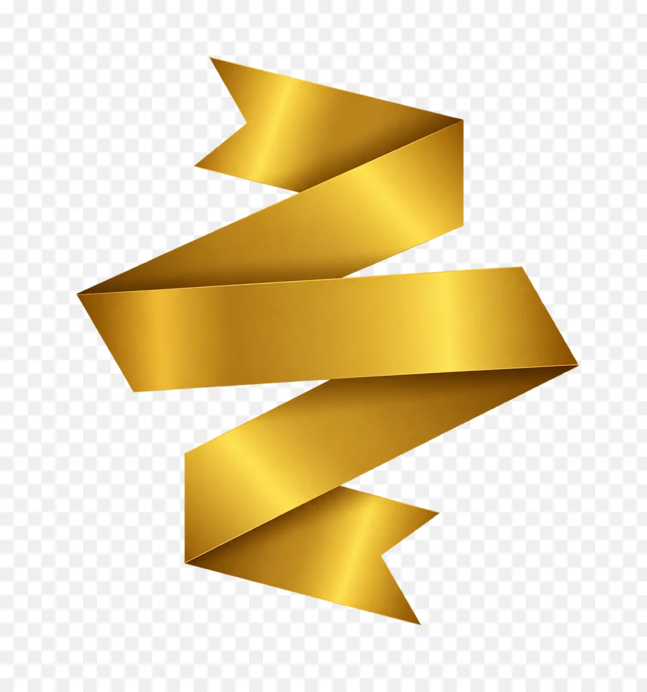 Golden Vertical Origami Ribbon Banner Transparent PNG  Transparent Background