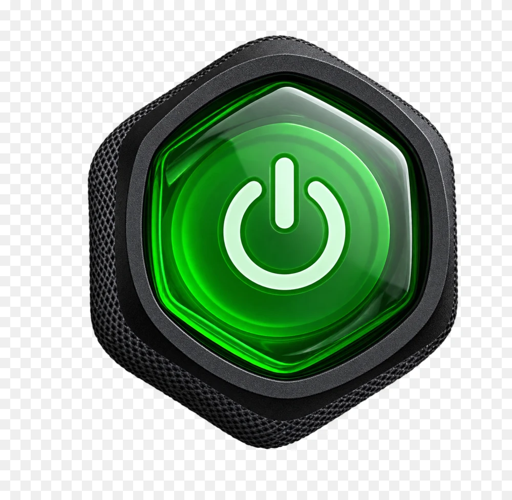 Hexagonal Green Power Button Transparent Background PNG Transparent Background