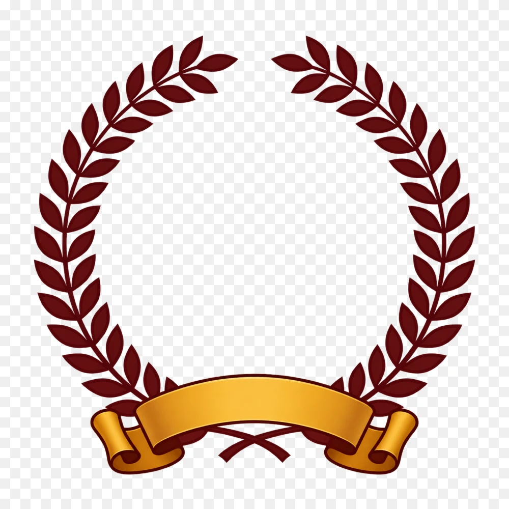 Maroon Laurel Wreath with Gold Banner Transparent PNG  Transparent Background