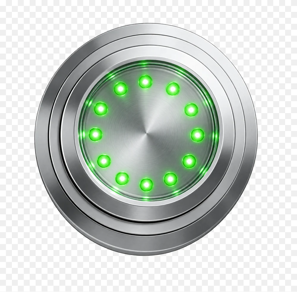 Metallic Push Button with Green LEDs Transparent PNG  Transparent Background