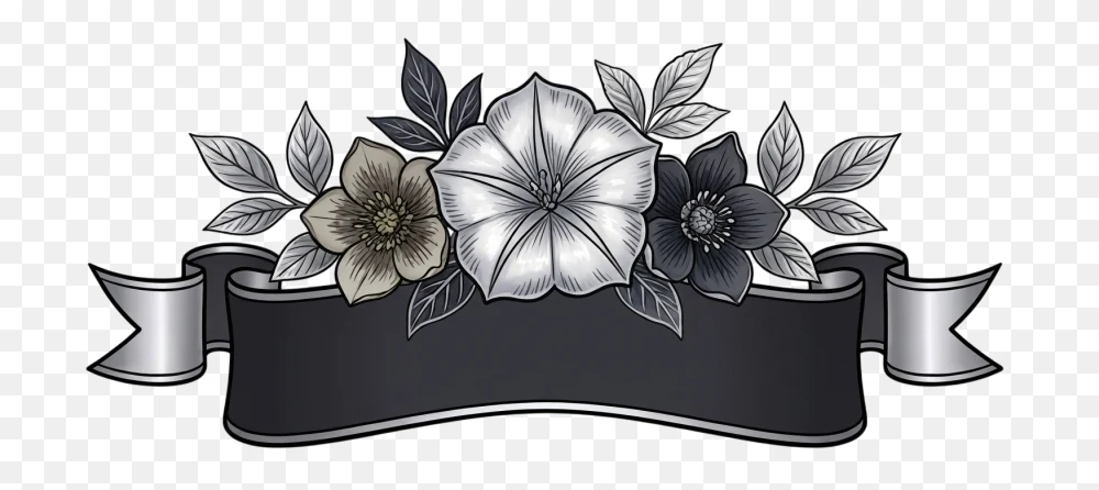 Monochrome Floral Banner Transparent PNG  Transparent Background