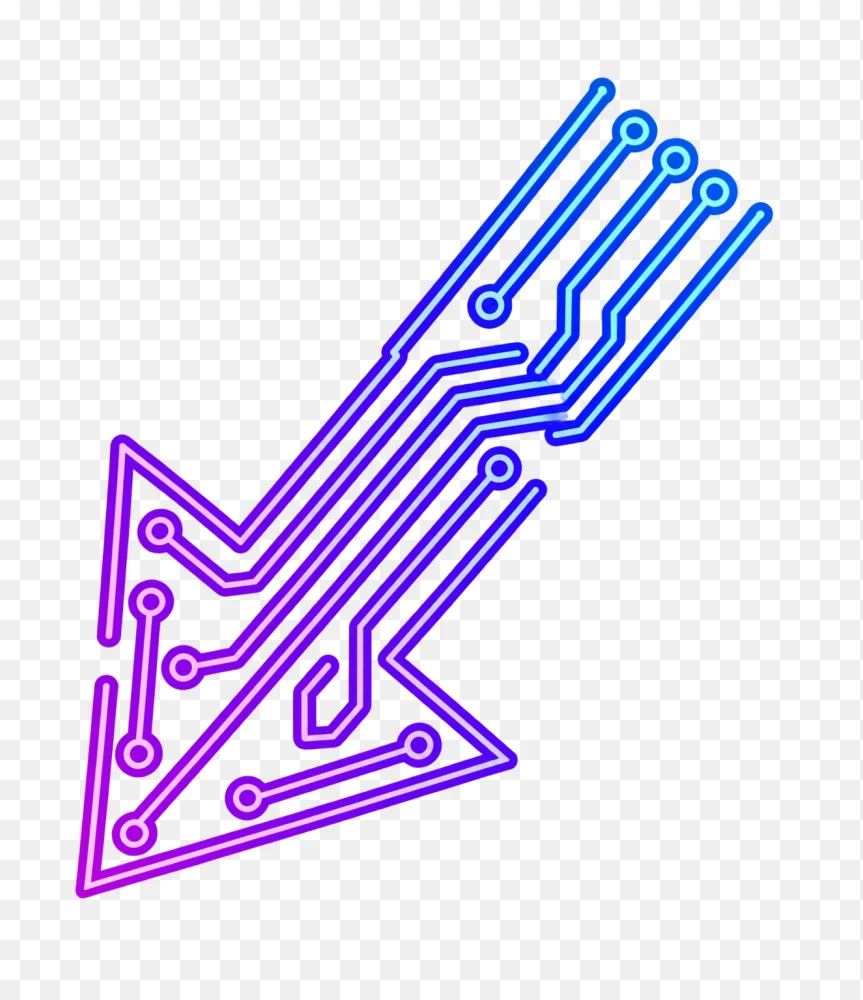 Neon Circuit Tech Arrow Transparent PNG  Transparent Background