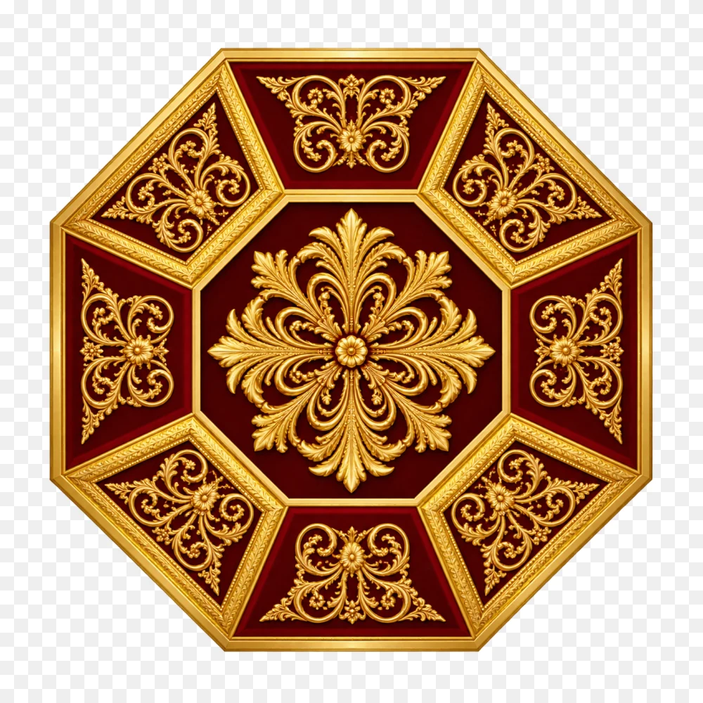 Octagonal Gold Filigree Medallion Transparent PNG  Transparent Background