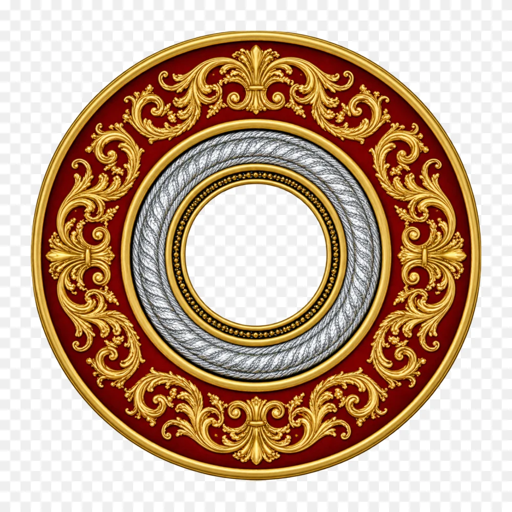 Ornate Baroque Gold and Red Circular Frame Transparent PNG  Transparent Background