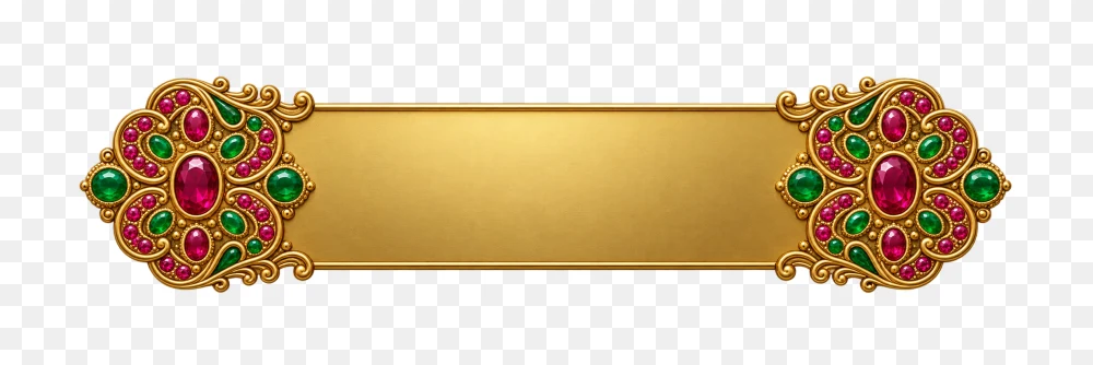Ornate Gold Banner With Gemstones Transparent PNG  Transparent Background