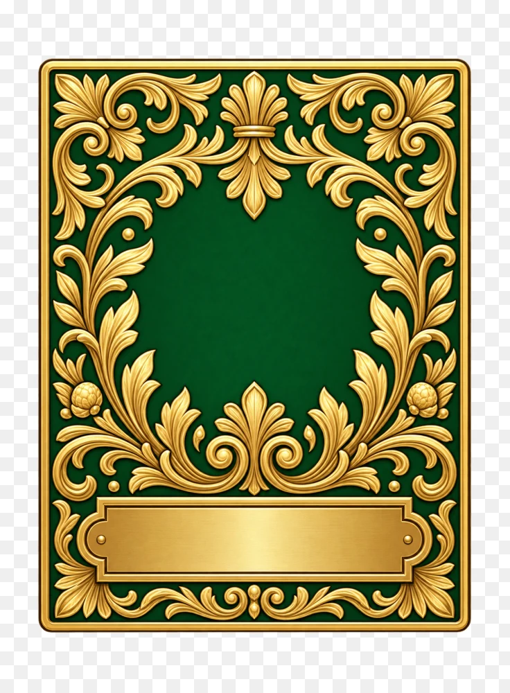 Ornate Gold Frame with Green Background Transparent PNG  Transparent Background