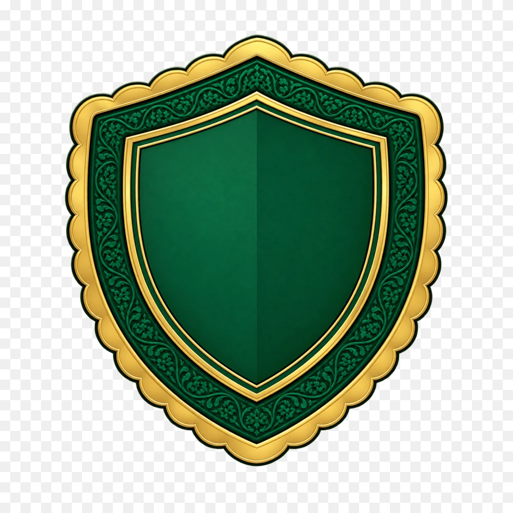 Ornate Green And Gold Shield Transparent PNG  Transparent Background