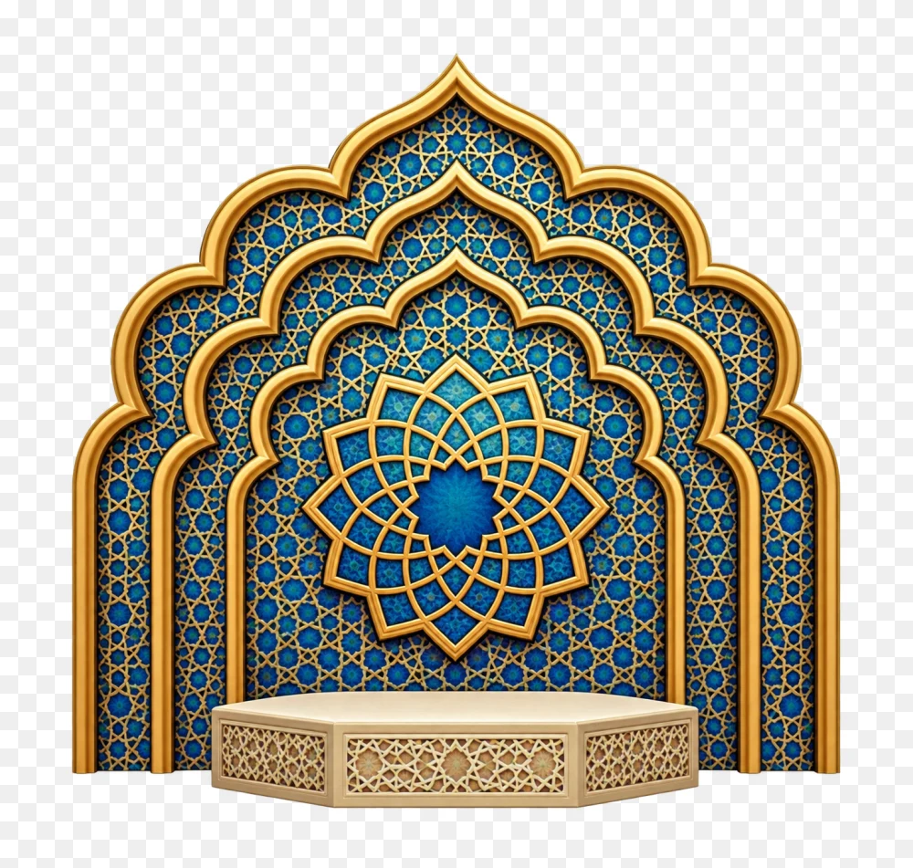 Ornate Islamic Architecture Arch with Pedestal Transparent PNG  Transparent Background