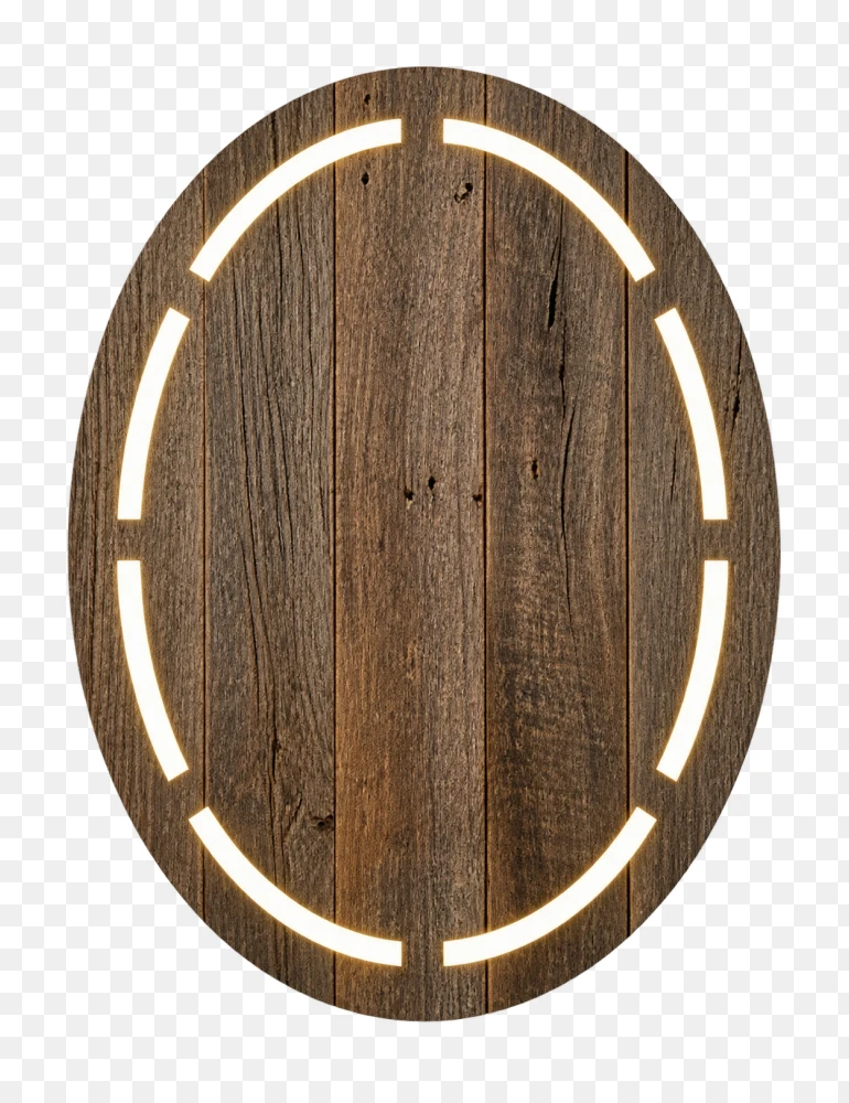 Oval Wooden Board With Glowing Light Transparent PNG  Transparent Background
