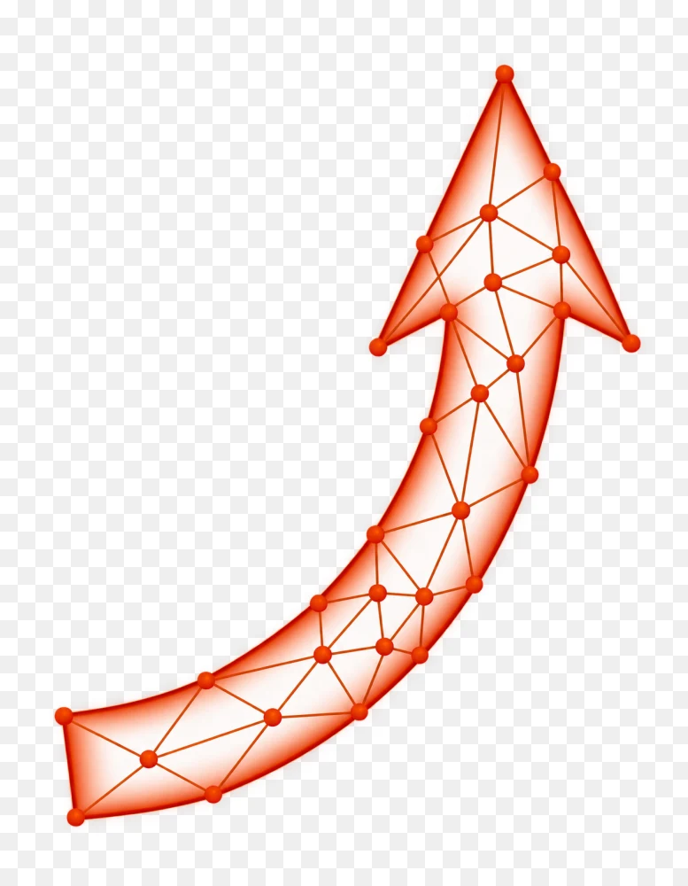 Red Curved Arrow with Network Mesh Transparent PNG  Transparent Background