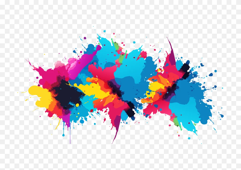 Vibrant Colorful Paint Splatter Transparent Background PNG Transparent Background