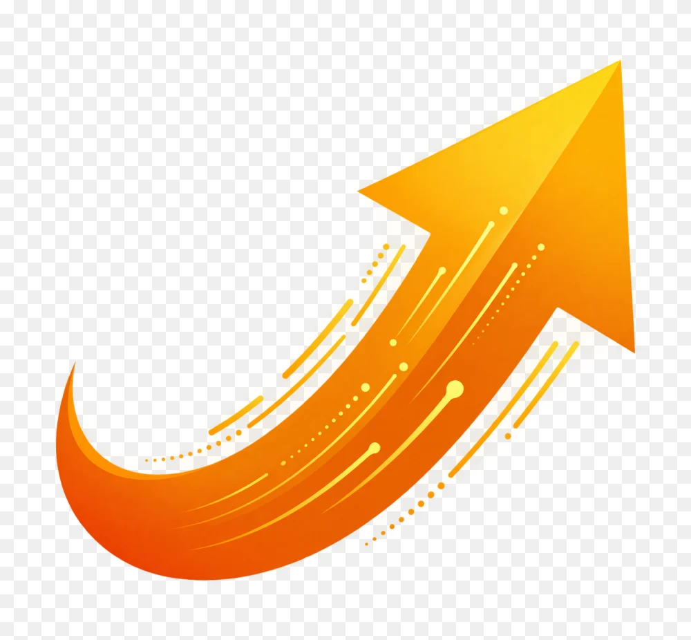 Vibrant Yellow Curved Upward Arrow Transparent Background PNG Transparent Background
