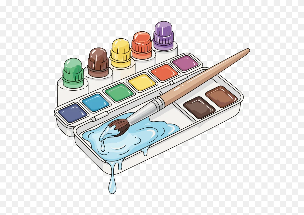 Watercolor Paint Box And Brush Transparent PNG  Transparent Background