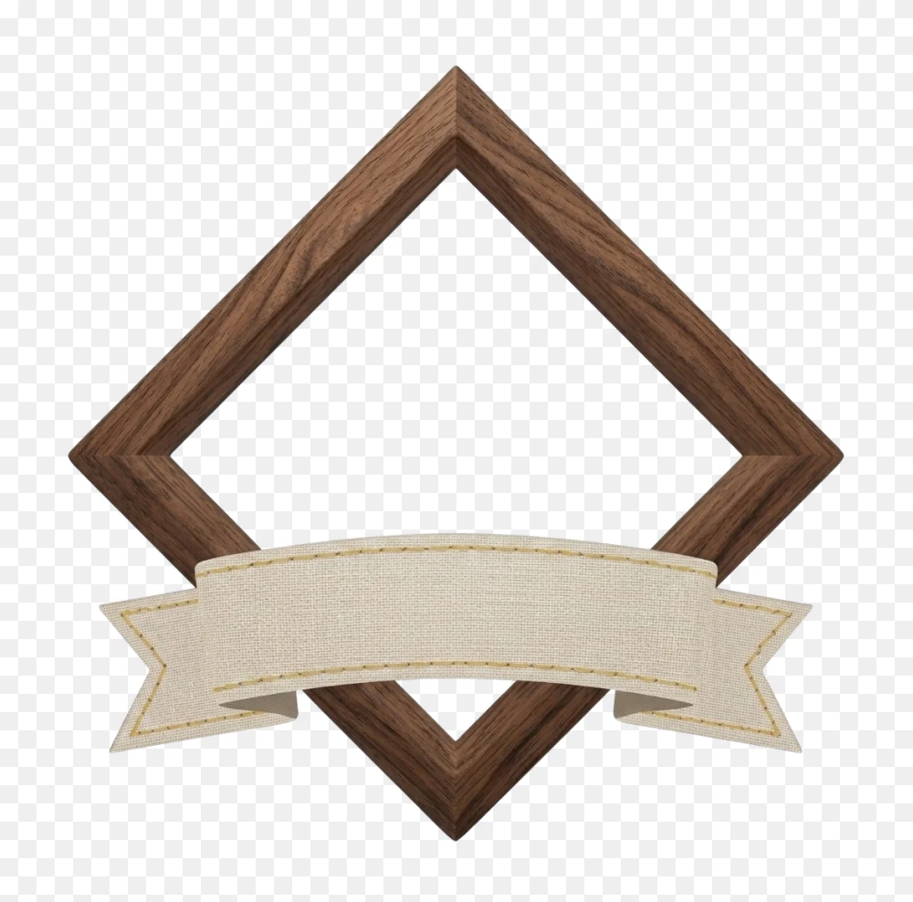 Wooden Rhombus Frame with Banner Transparent Background PNG Transparent Background