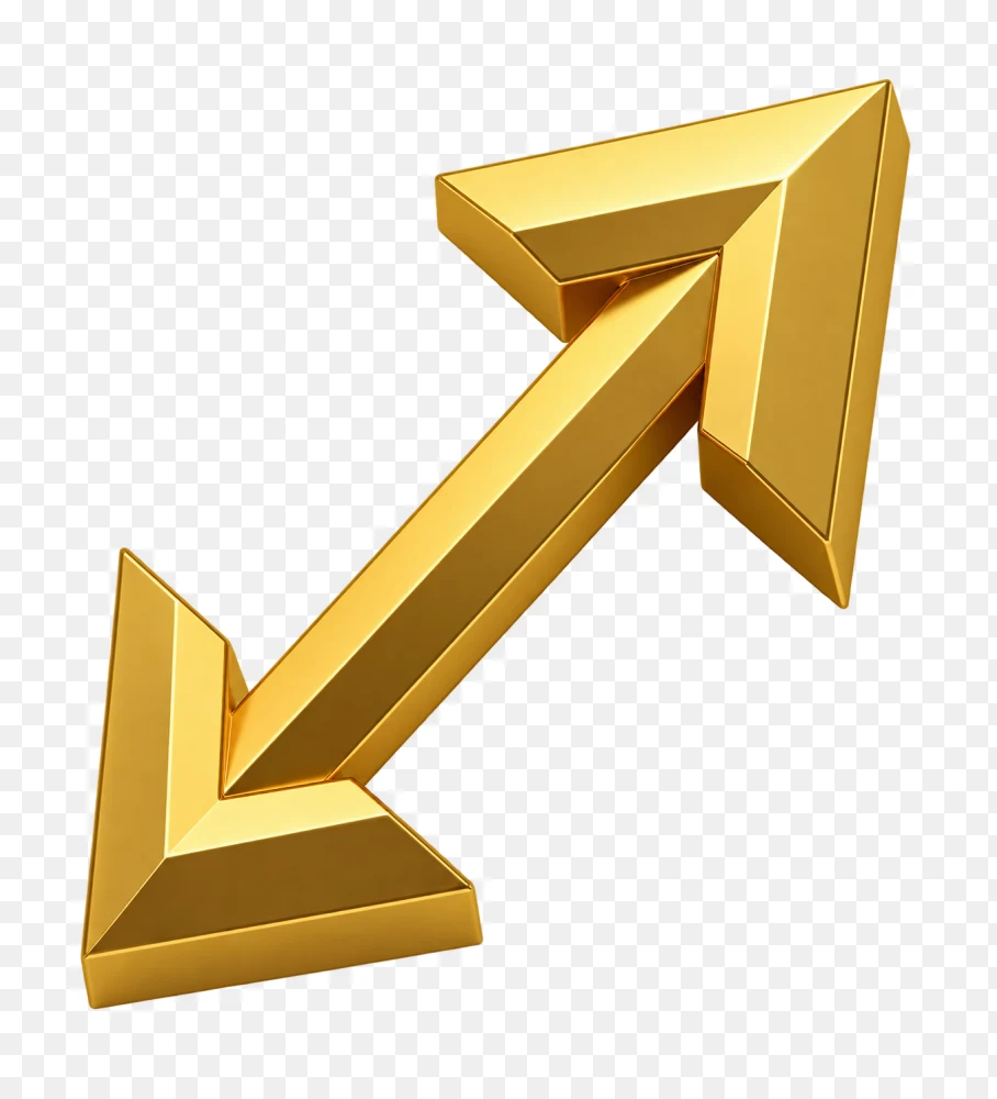 Golden Double Headed Arrow Transparent PNG  Transparent Background